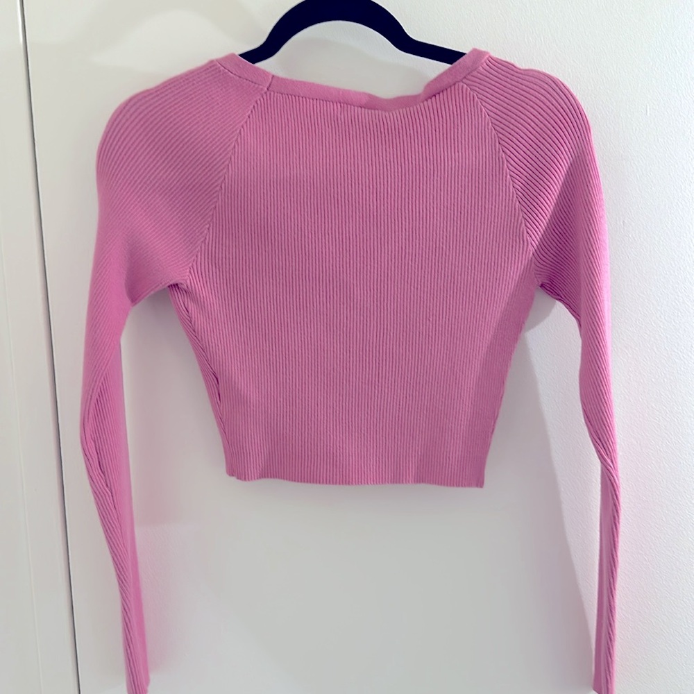 Button Ribbed Top in Pink - Picture 6 of 6
